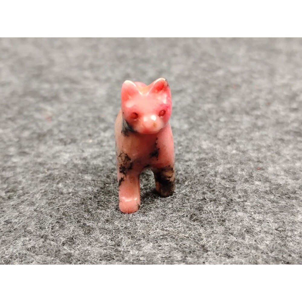 Vintage Miniature Stone Cat Kitten Pink Rhodonite?